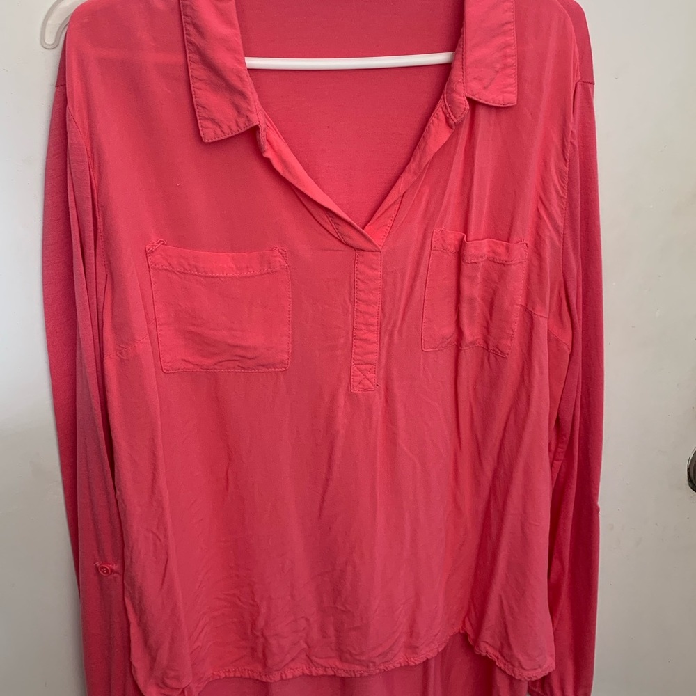 Pink long sleeve cotton top